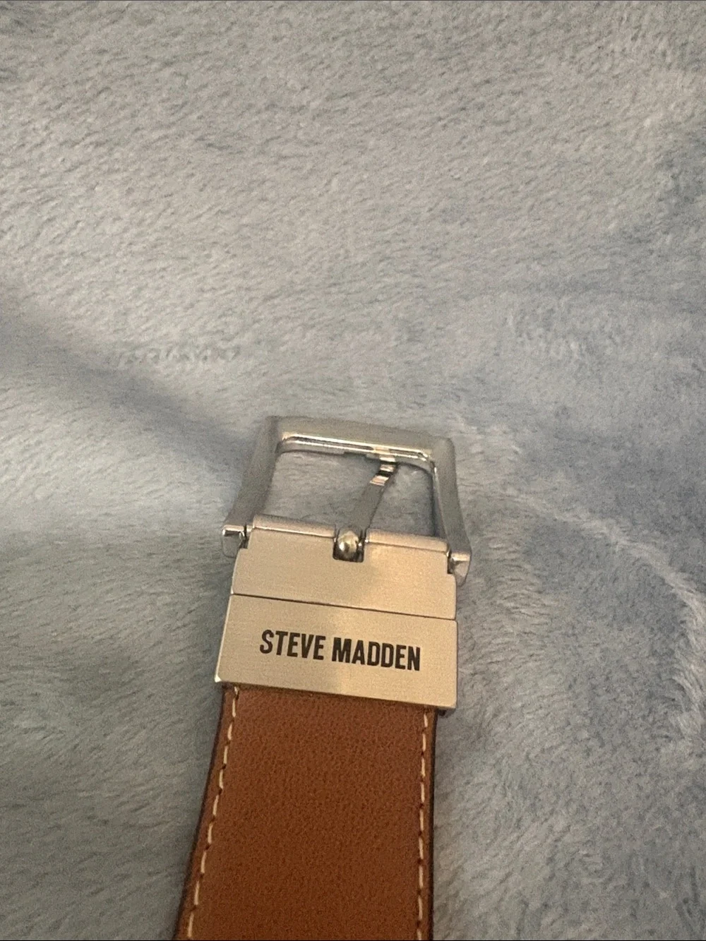 Steve Madden Reversible Black and Brown Leather Belt with Silver Buckle